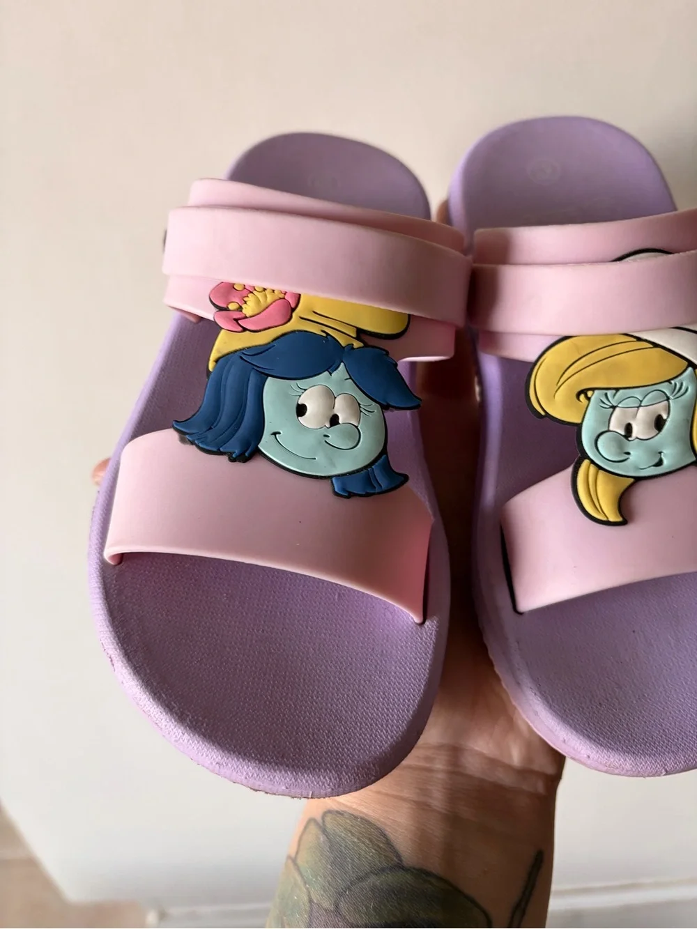 Girls' Pink Smurfette-Style Slide Sandals - Comfortable Kids Slides